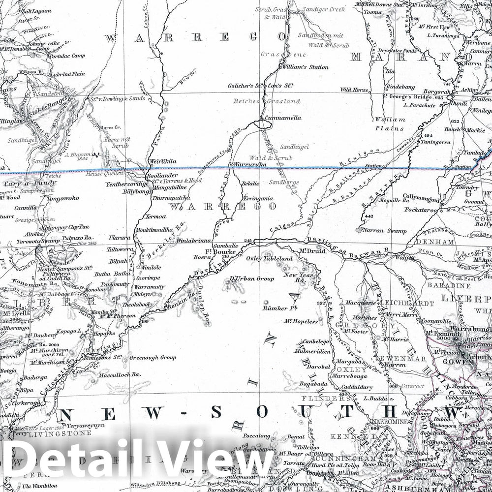 Historic Map : Australia, 1872 Sud-Ost-Australien. (Southeast Australia). , Vintage Wall Art