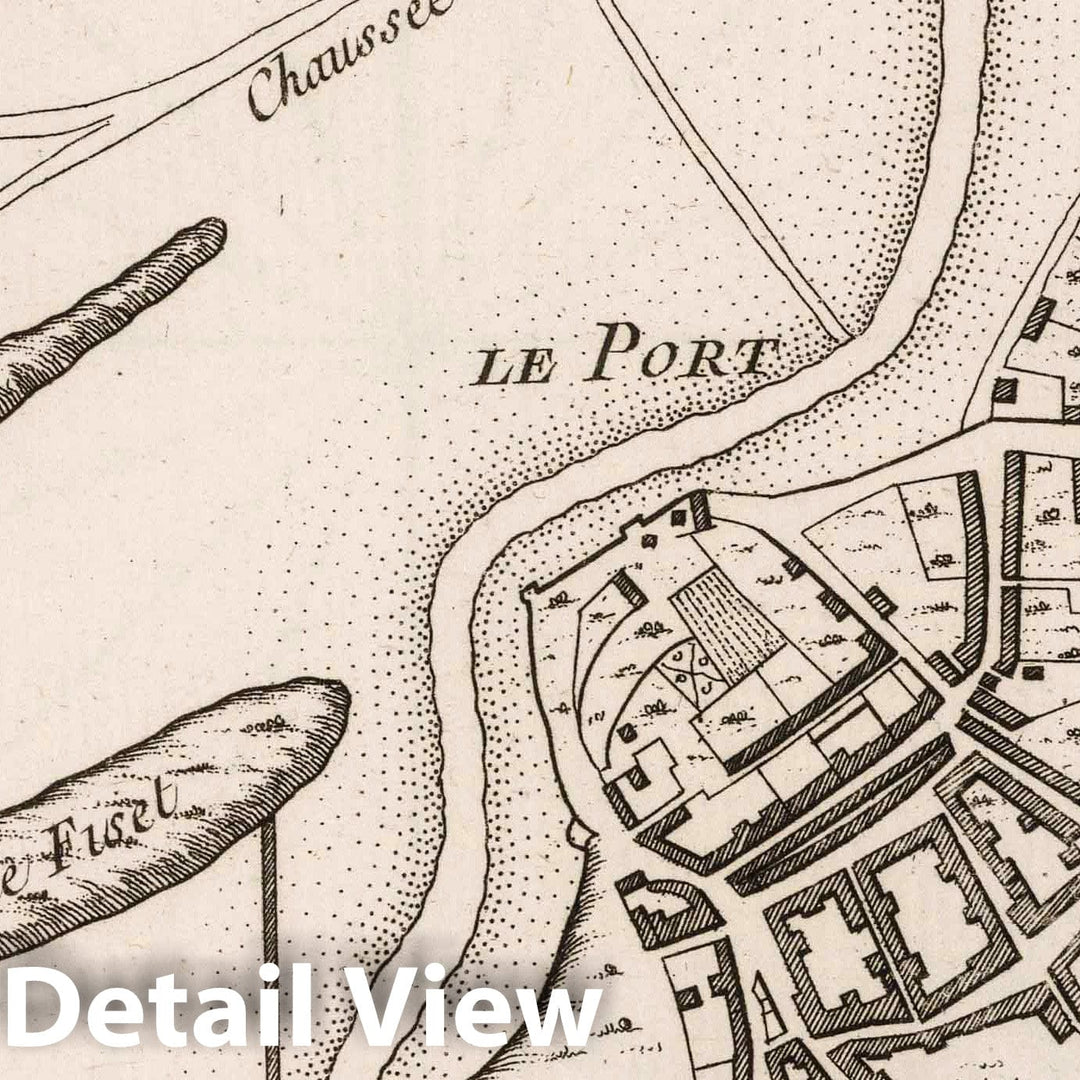 Historic Map : France , Cherbourg France, 1764 Plan de Cherbourg. , Vintage Wall Art