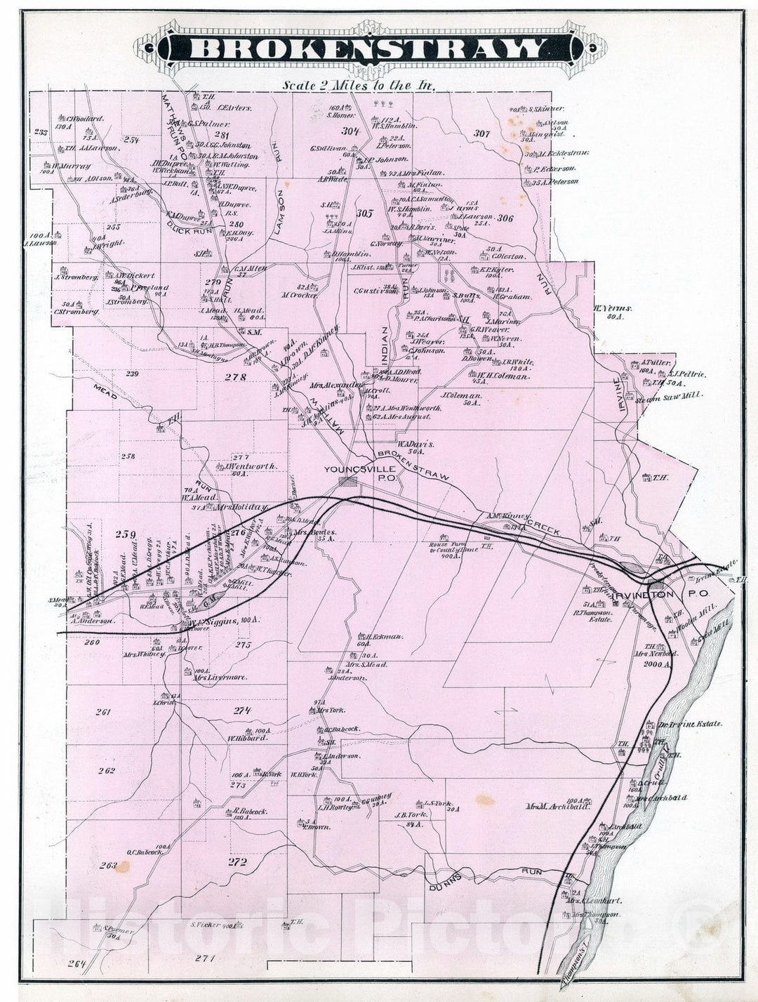 Historic Map : 1878 Brokenstraw, Warren County, Pennsylvania. - Vintage Wall Art