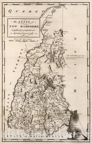 Historic Map : 1794 The State of New Hampshire. - Vintage Wall Art