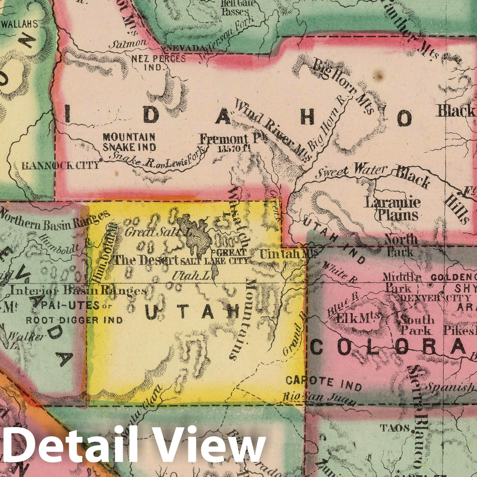 Historic Wall Map : 1865 California and The Western Territories. - Vintage Wall Art