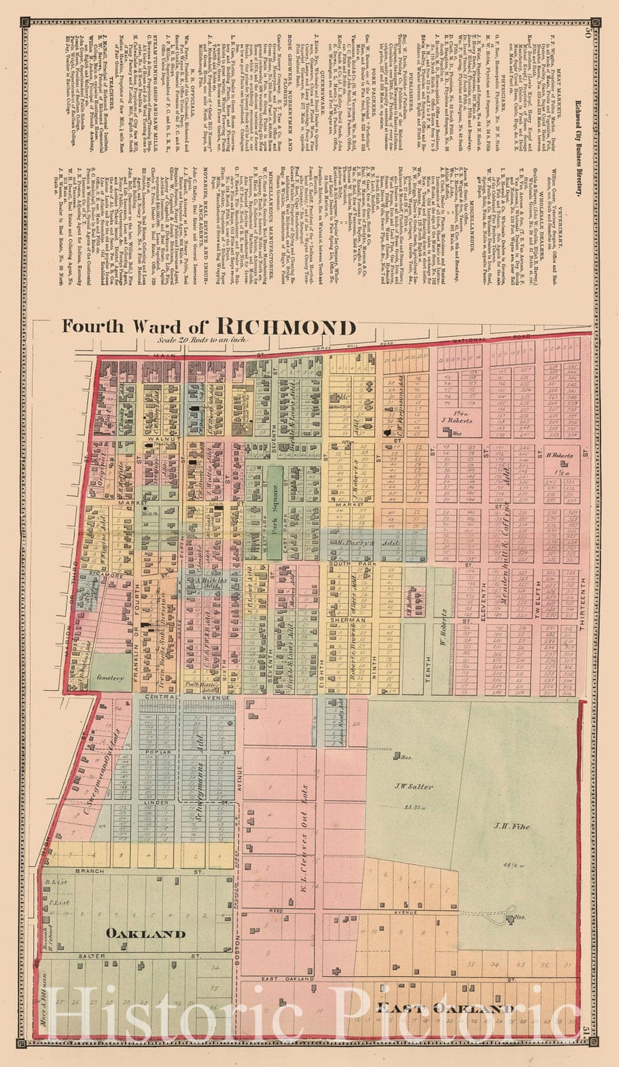 Historic Map : 1874 Fourth Ward of Richmond, Wayne County, Indiana ...