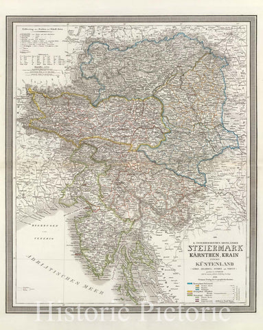 Historic Map : Austria; Slovenia, 1856 Oesterr. Kronlander. , Vintage Wall Art