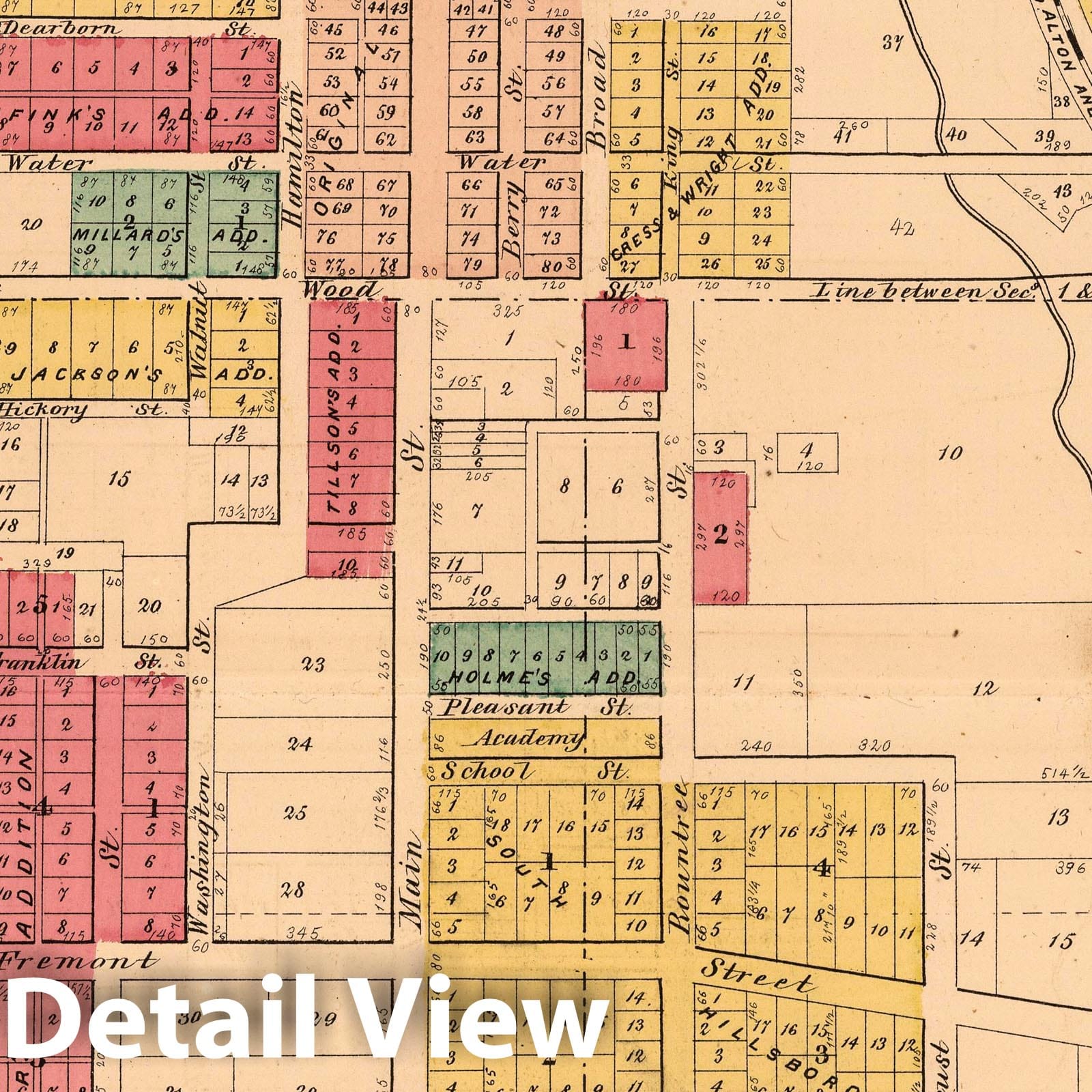 Historic Map : 1874 City of Hillsboro, Montgomery County, Illinois. - Vintage Wall Art