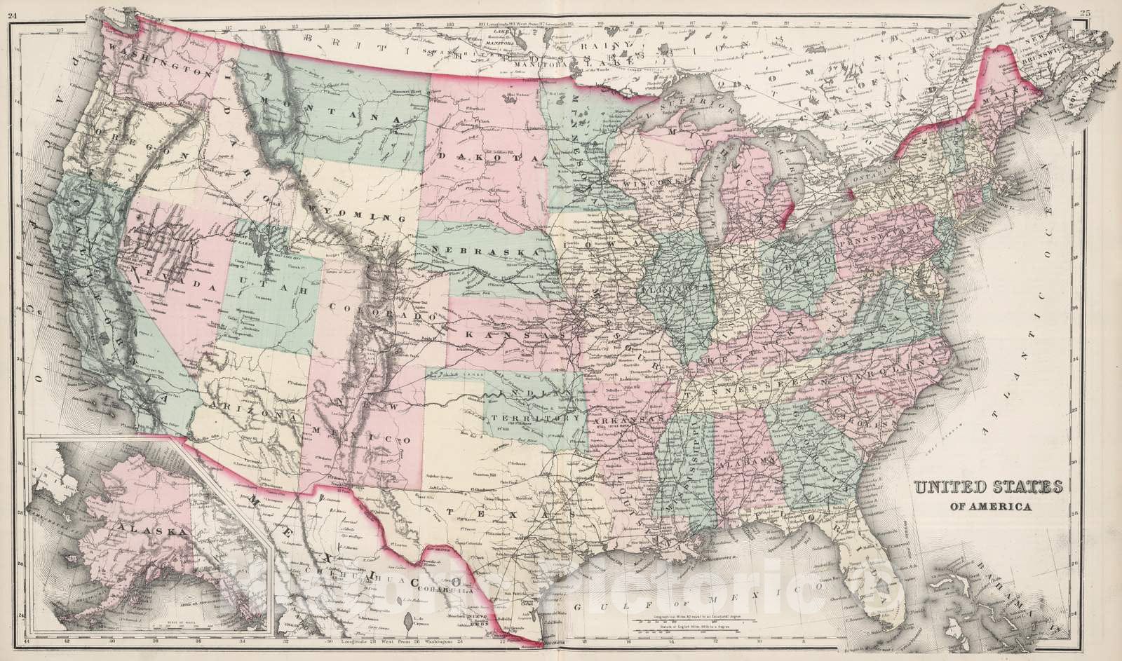 Historic Map : 1878 United States of America. - Vintage Wall