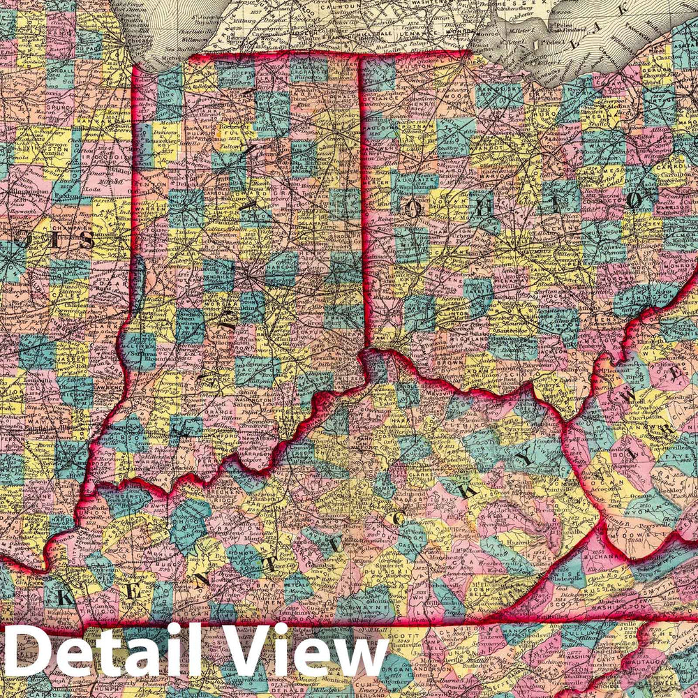Historic Map : 1872 Delaware, Illinois, Indiana, Iowa North Carolina Tennessee, Virginia. - Vintage Wall Art