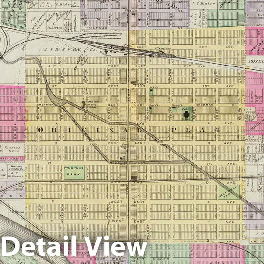 Historic Map : 1887 City of Hutchinson, Reno Co, Kansas. - Vintage Wall Art