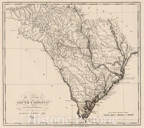 Historic Map : 1795 State of South Carolina. - Vintage Wall Art