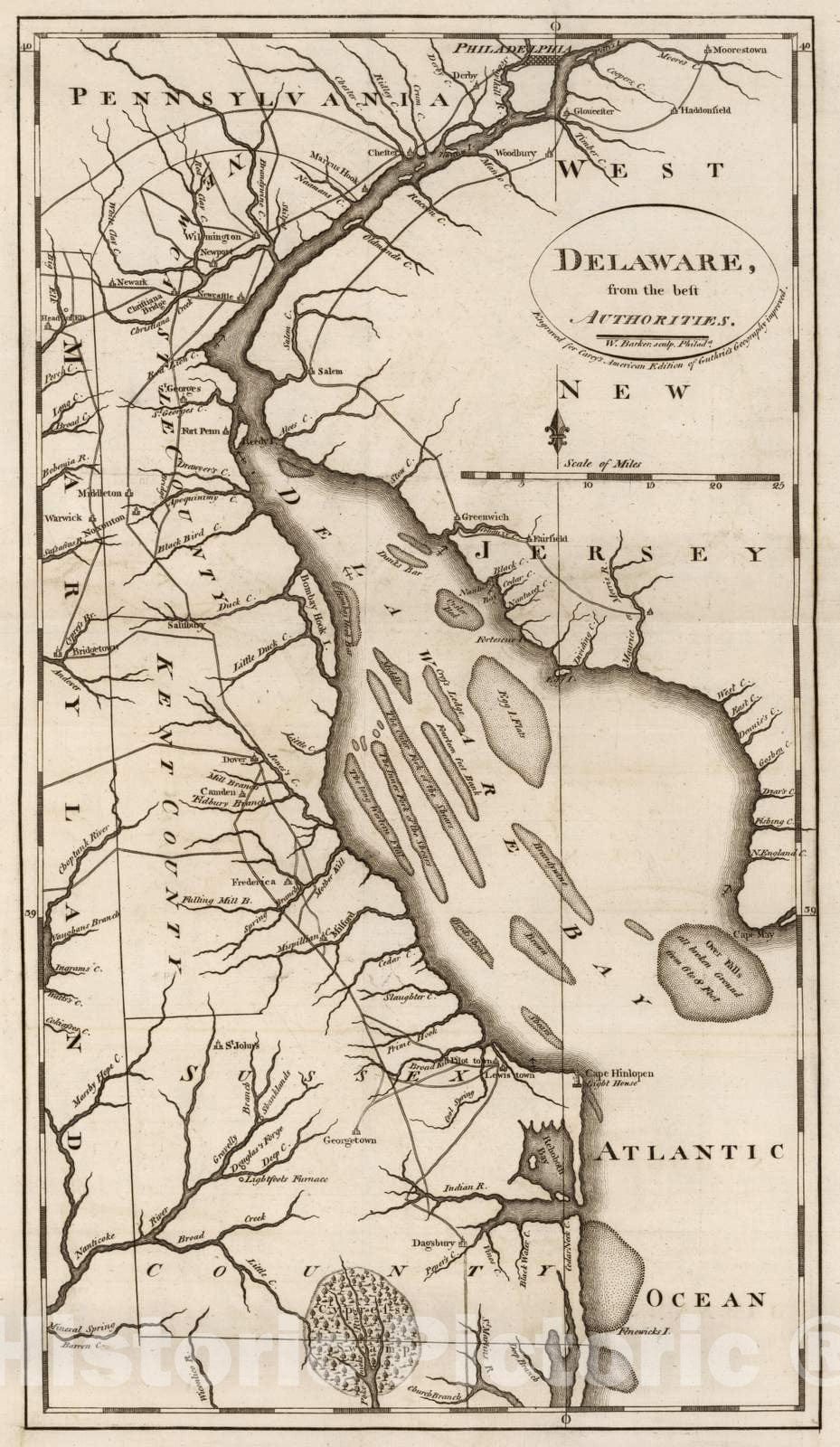 Historic Map : 1795 Delaware. - Vintage Wall Art