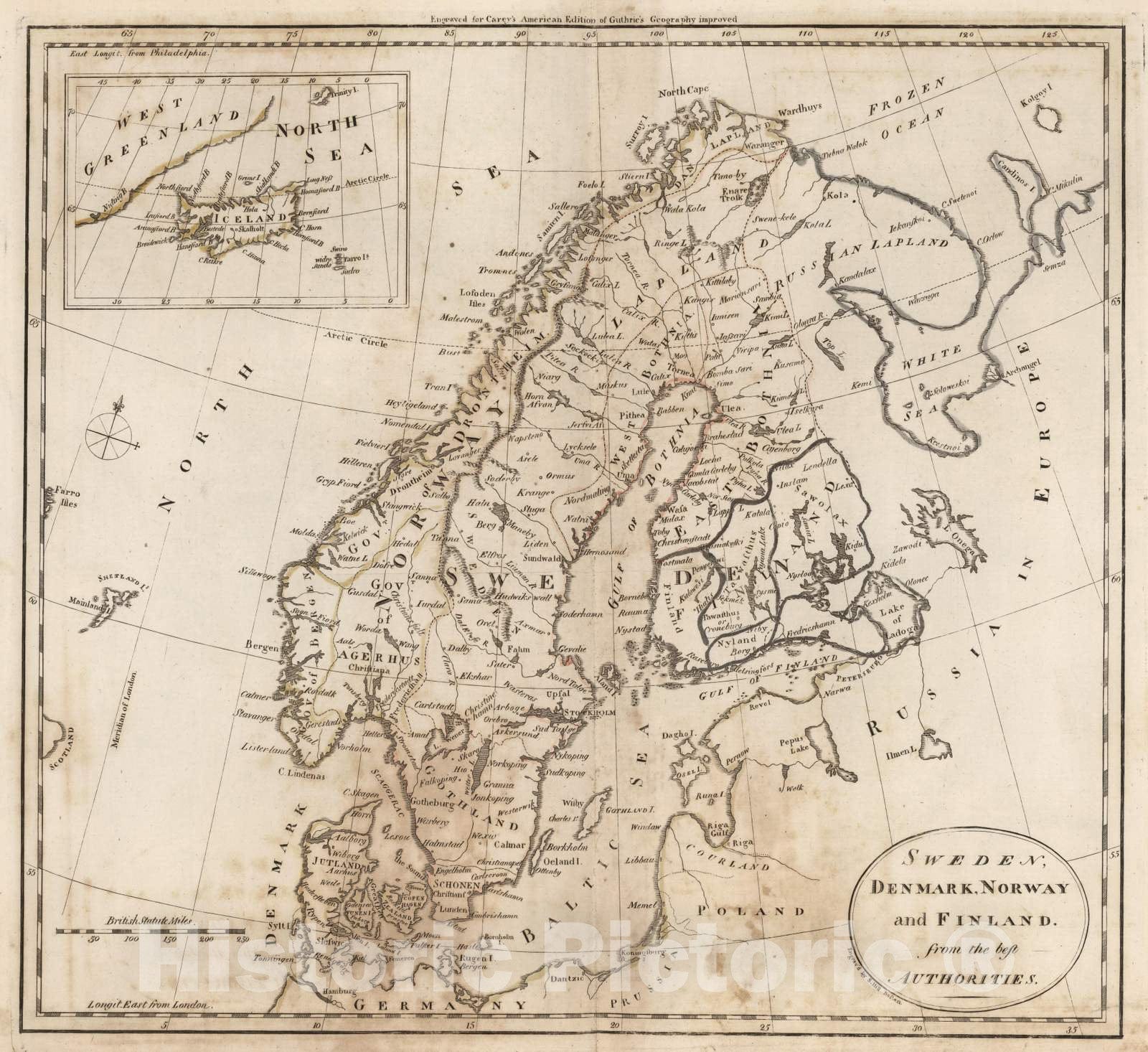Historic Map : 1795 Sweden, Denmark, Norway and Finland. - Vintage Wall Art