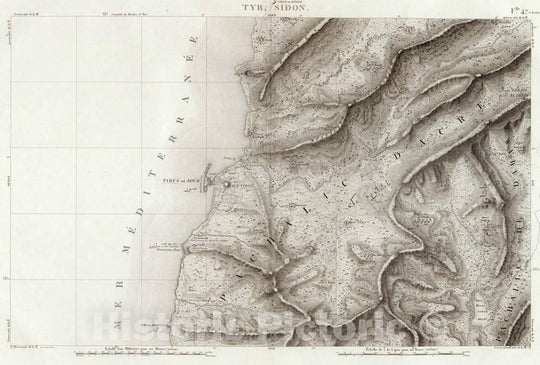 Historic Map : National Atlas - 1826 47 Tyre, Sidon. - Vintage Wall Art