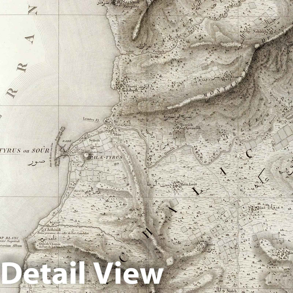 Historic Map : National Atlas - 1826 47 Tyre, Sidon. - Vintage Wall Art