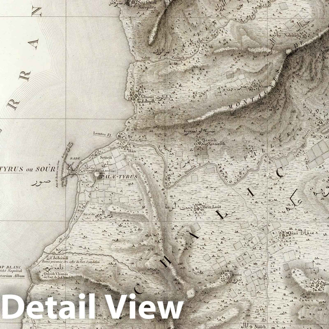 Historic Map : National Atlas - 1826 47 Tyre, Sidon. - Vintage Wall Art