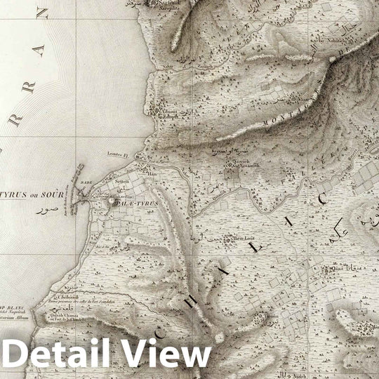 Historic Map : National Atlas - 1826 47 Tyre, Sidon. - Vintage Wall Art