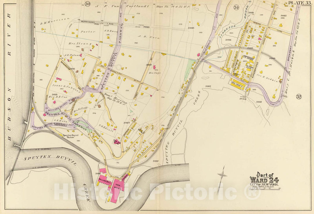Historic Map : City Atlas - 1893 33, Ward 24. - Vintage Wall Art
