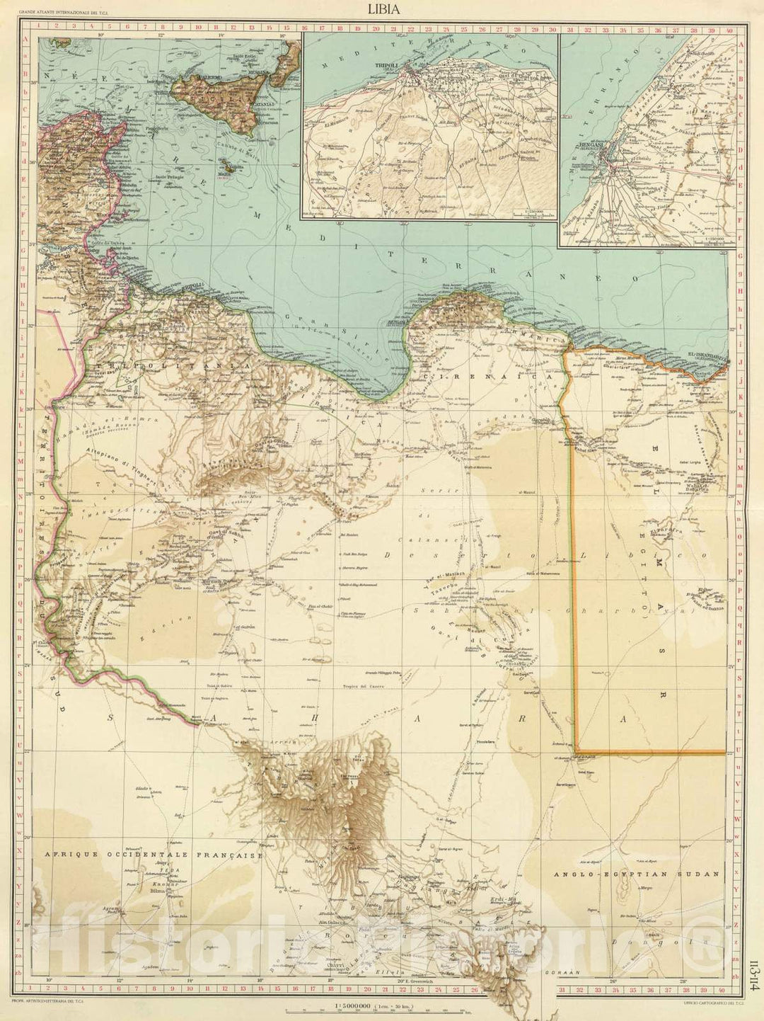 Historic Map : Libya, Banghazi Region (Libya) 1929 113-14. Libia. , Vintage Wall Art