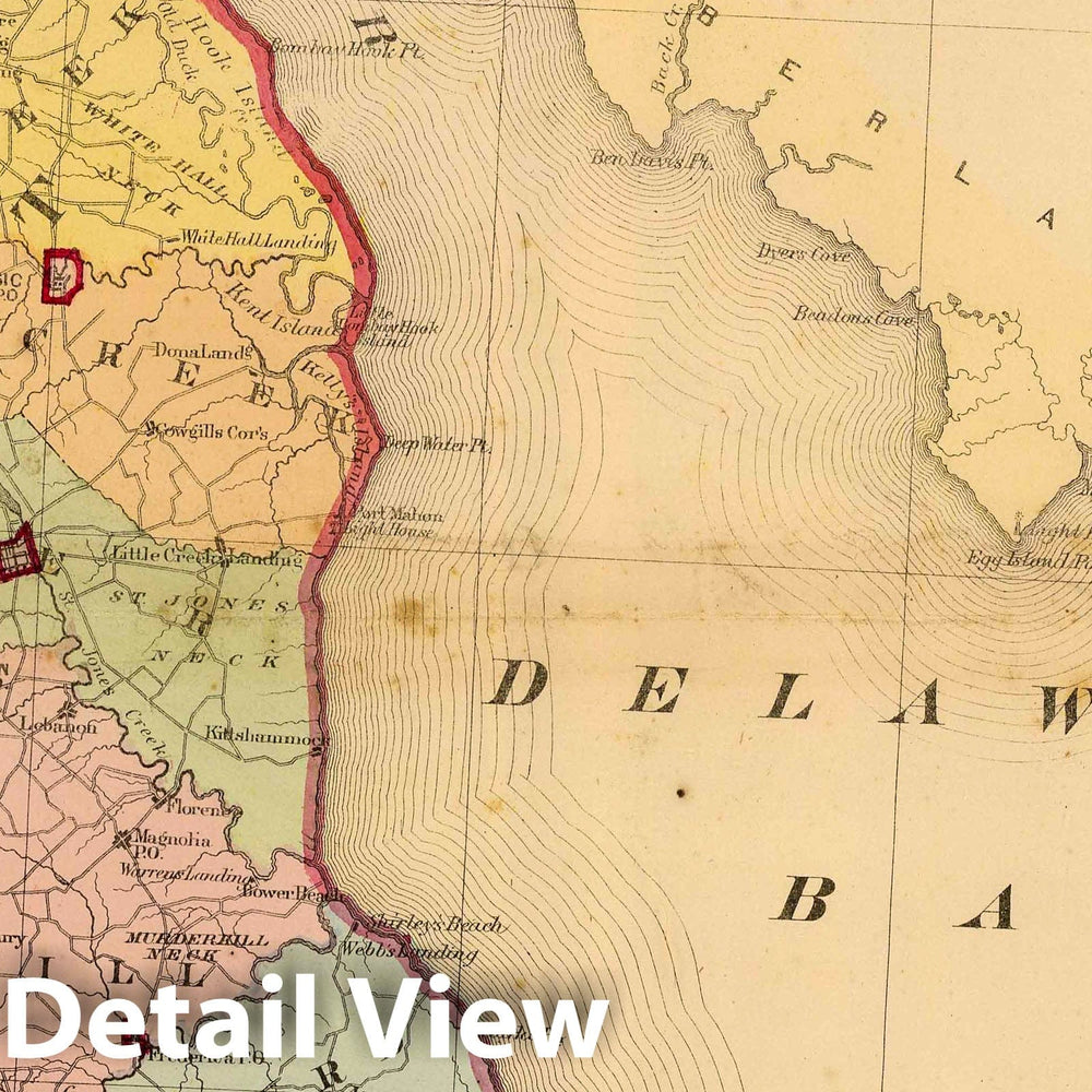 Historic Map : 1868 Delaware. - Vintage Wall Art