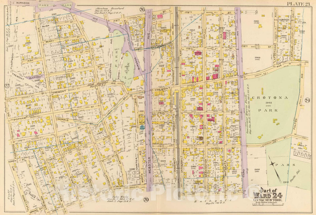 Historic Map : City Atlas - 1893 23, Ward 24. - Vintage Wall Art