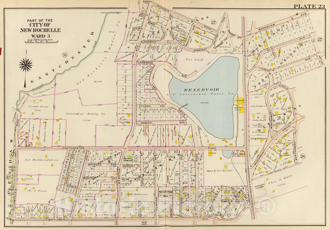 Historic Map : 1910 New Rochelle Ward 3, New York v2 - Vintage Wall Art