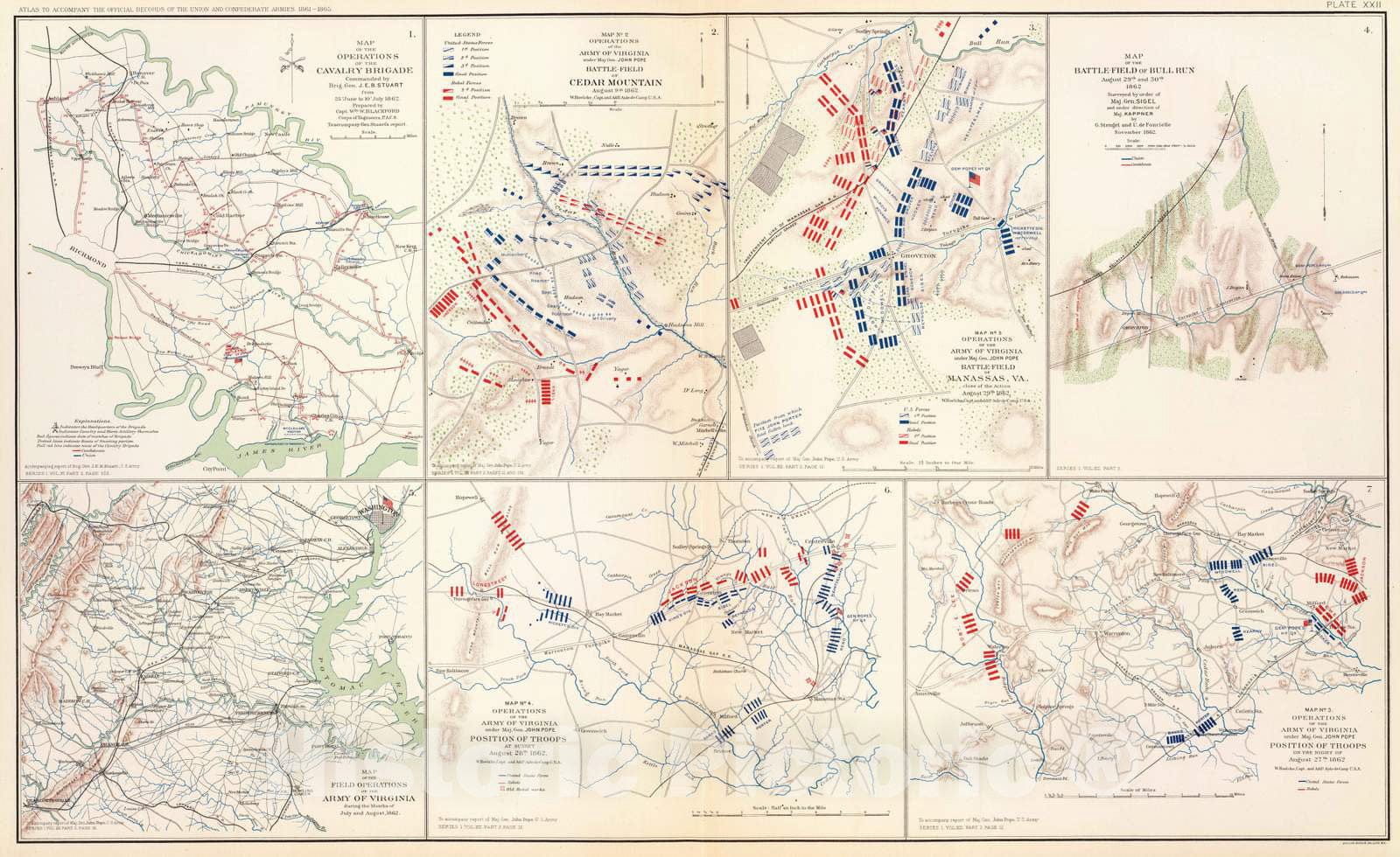 Historic Map : Military Atlas - 1895 Cav. Brigade, Cedar MTN, Manassas ...