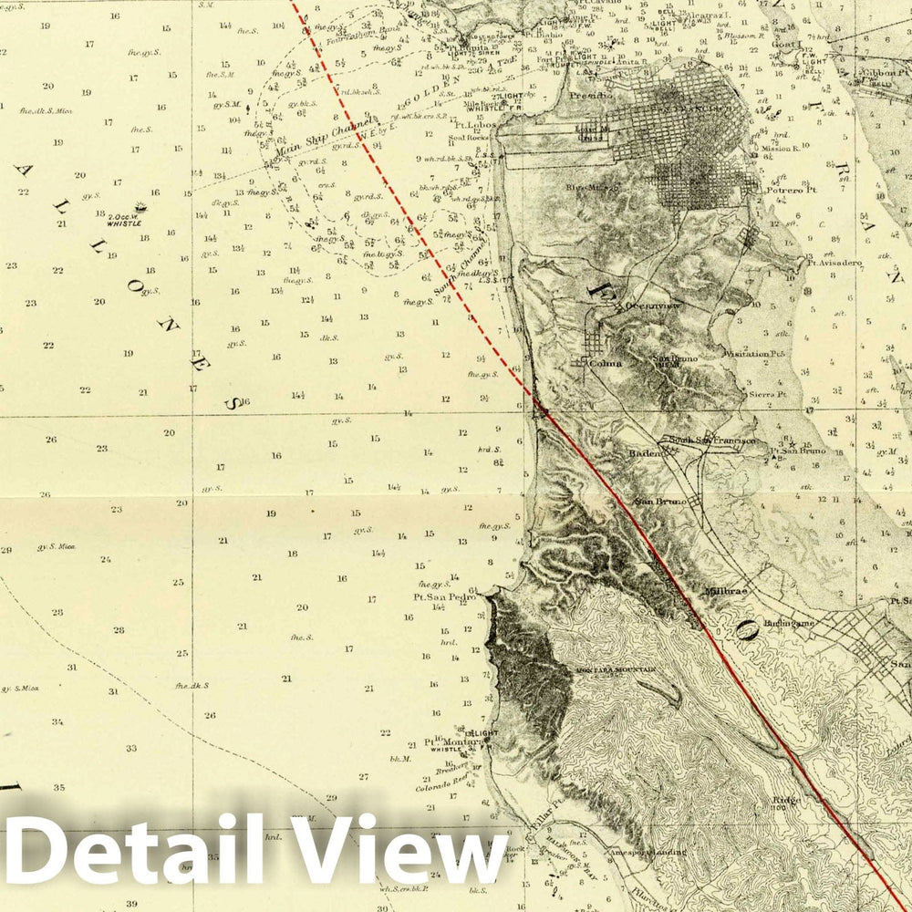Historic Map : 1908 San Francisco Bay Showing San Andreas Rift. - Vint ...