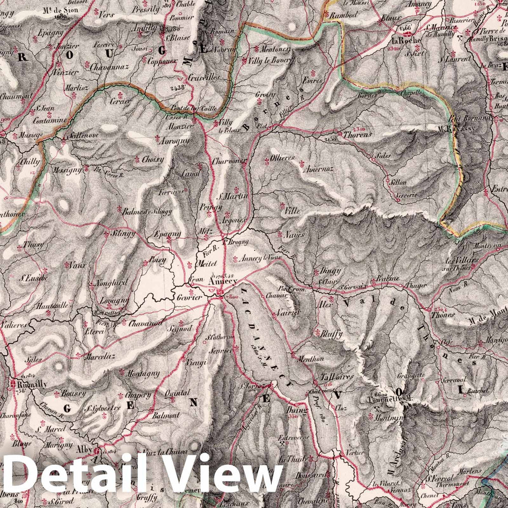 Historic Map : Switzerland , Geneva (Switzerland), 1835 Geneve , Vintage Wall Art
