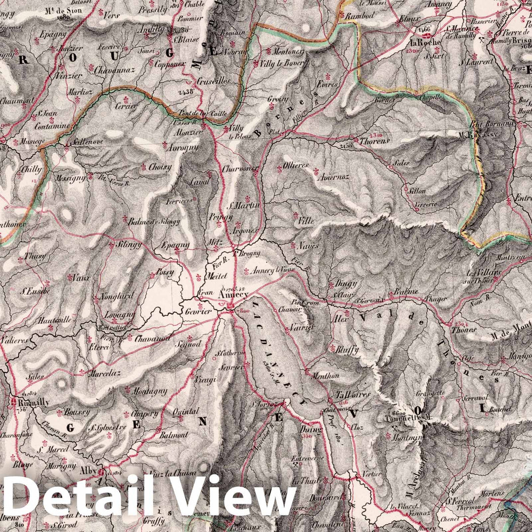 Historic Map : Switzerland , Geneva (Switzerland), 1835 Geneve , Vintage Wall Art