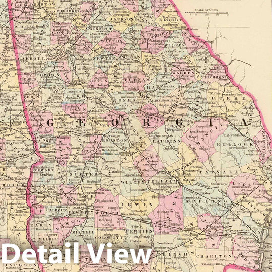 Historic Map : 1880 Georgia, Alabama. - Vintage Wall Art