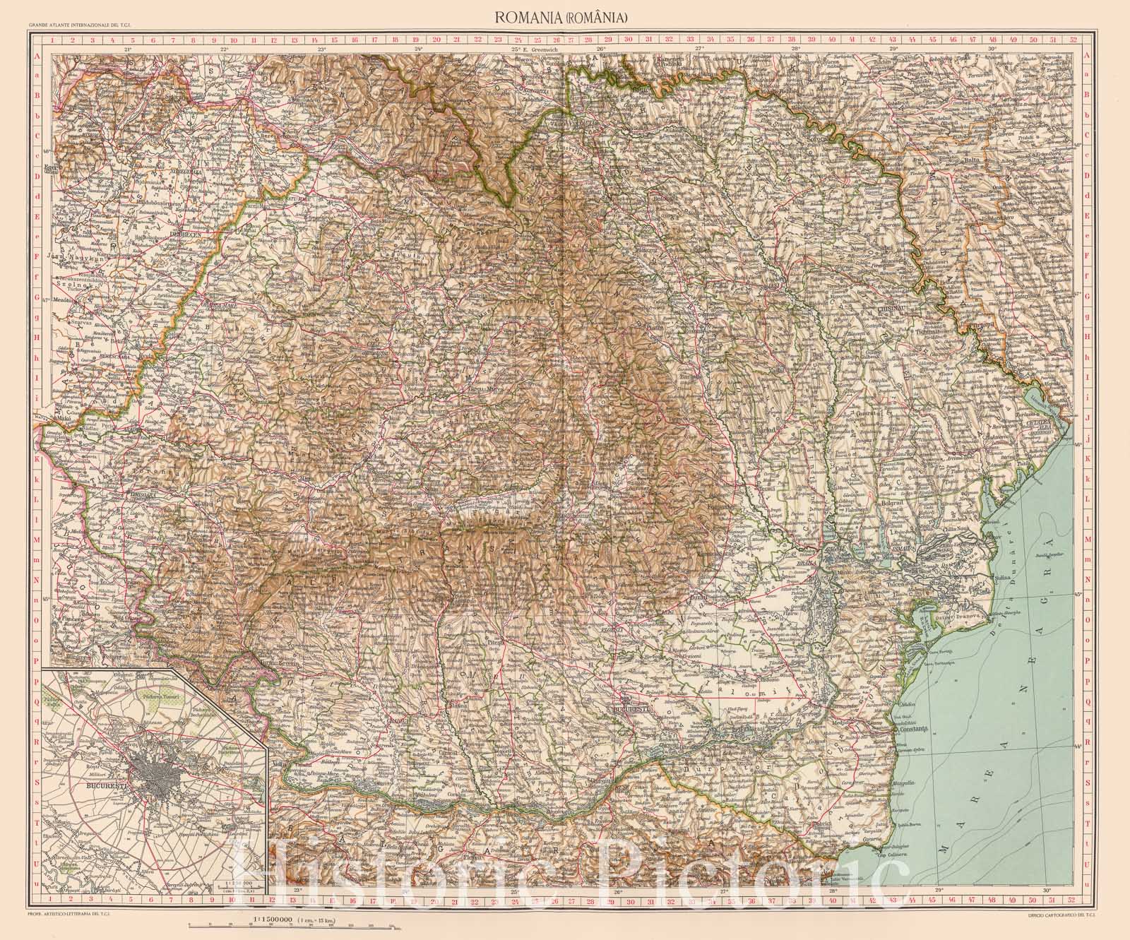 Historic Wall Map : Romania, Bucharest Region (Romania) 1929 79-80. Romania. , Vintage Wall Art