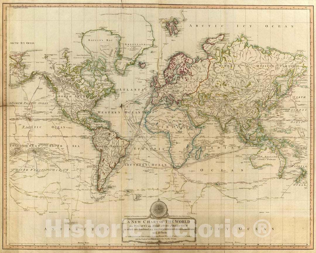 Historic Map : 1800 World. v2 - Vintage Wall Art