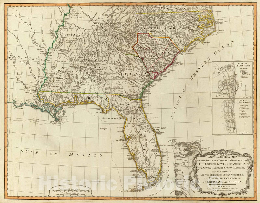 Historic Map : 1794 Southern dominions U.S. - Vintage Wall Art