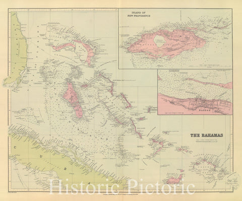 Historic Map : 1901 The Bahamas. - Vintage Wall Art