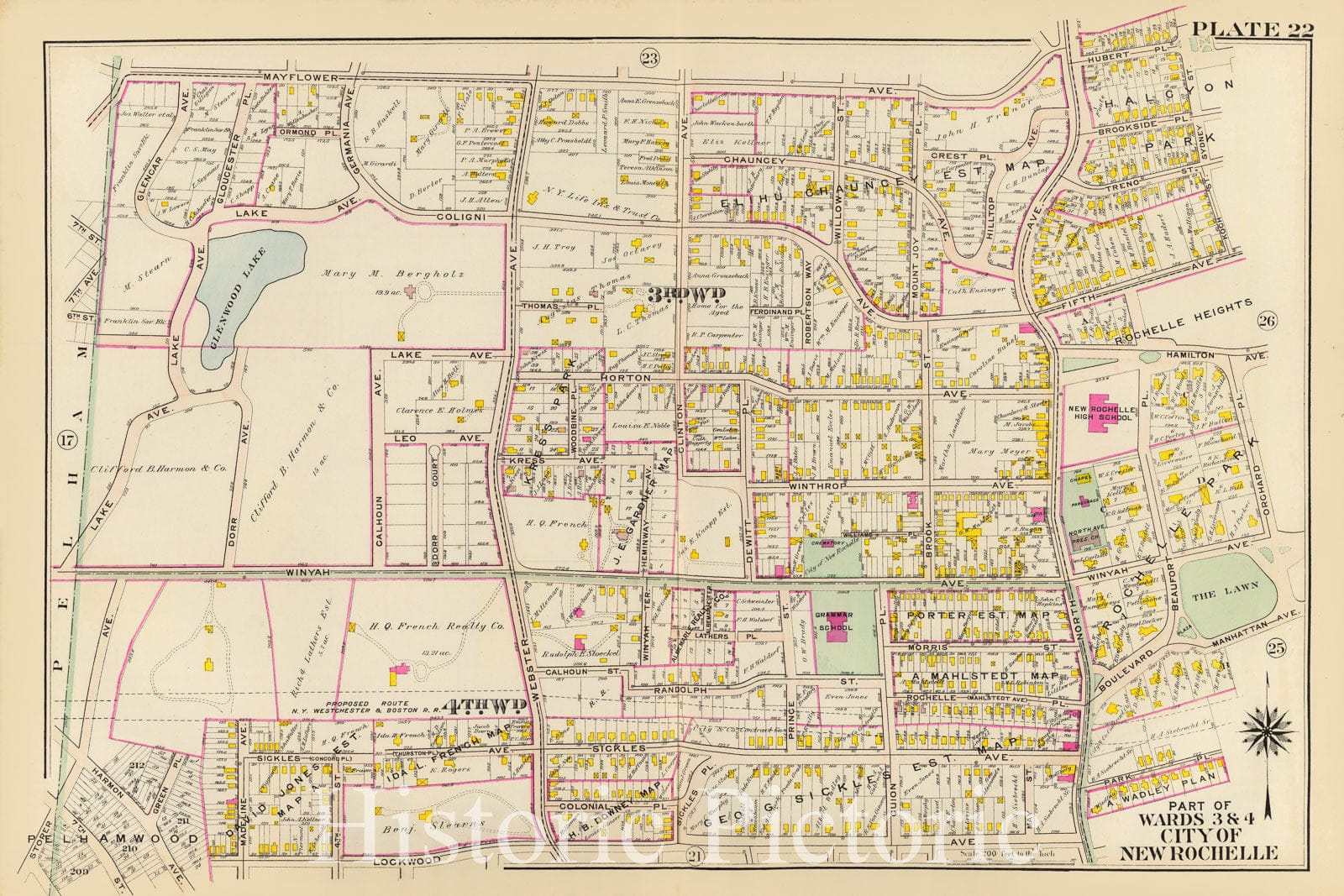 Historic Map : 1910 New Rochelle wards 3-4. - Vintage Wall Art ...