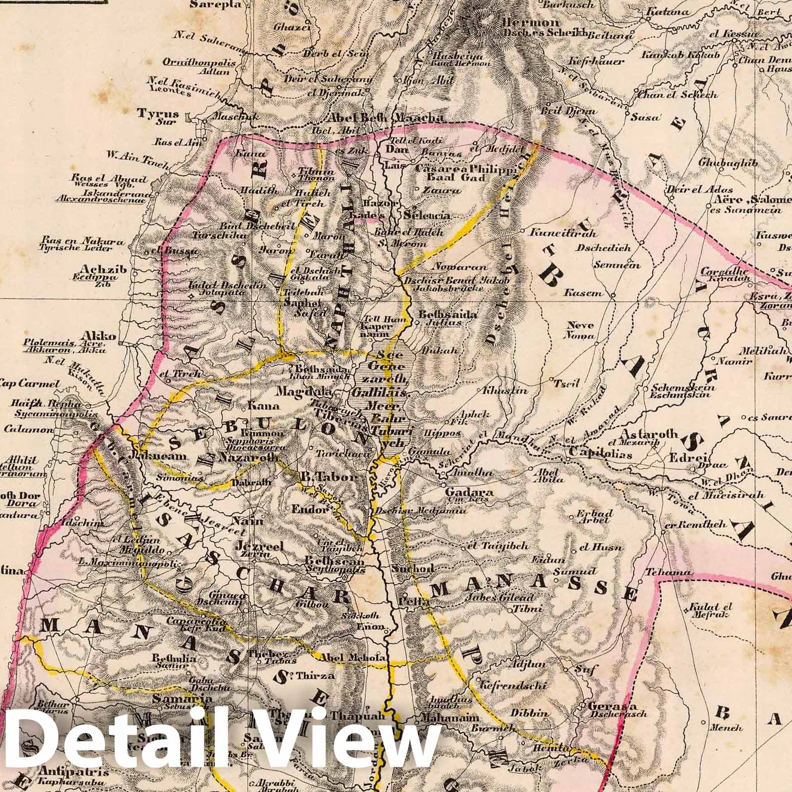 Historic Map : Palestine, Middle East 1855 Palaestina. , Vintage Wall Art