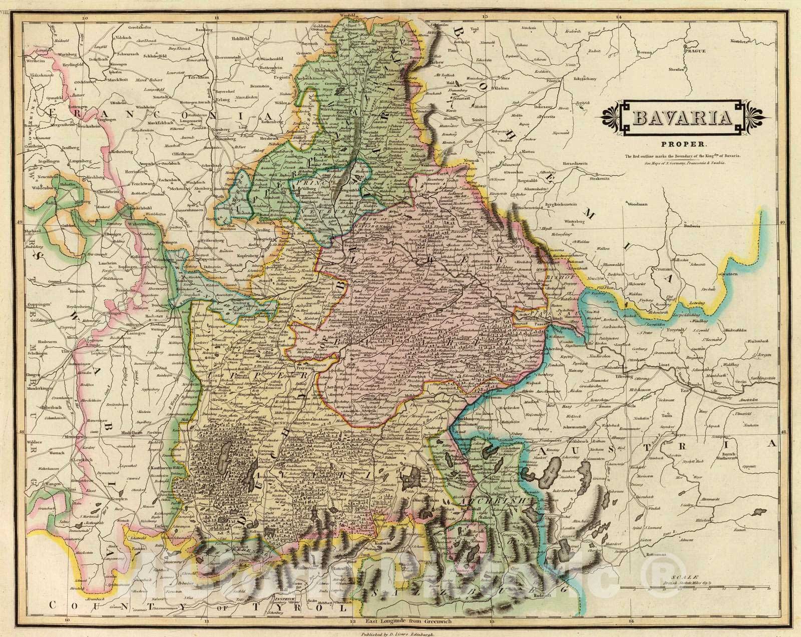 Historic Map : 1831 Bavaria Proper. - Vintage Wall Art