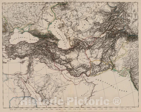 Historic Map : Saudi Arabia; Iraq; Iran; Afghanistan, Middle East 1825 Vom Bosphorus bis zu den Gangesquellen. Berlin 1925. von R.v.L. , Vintage Wall Art