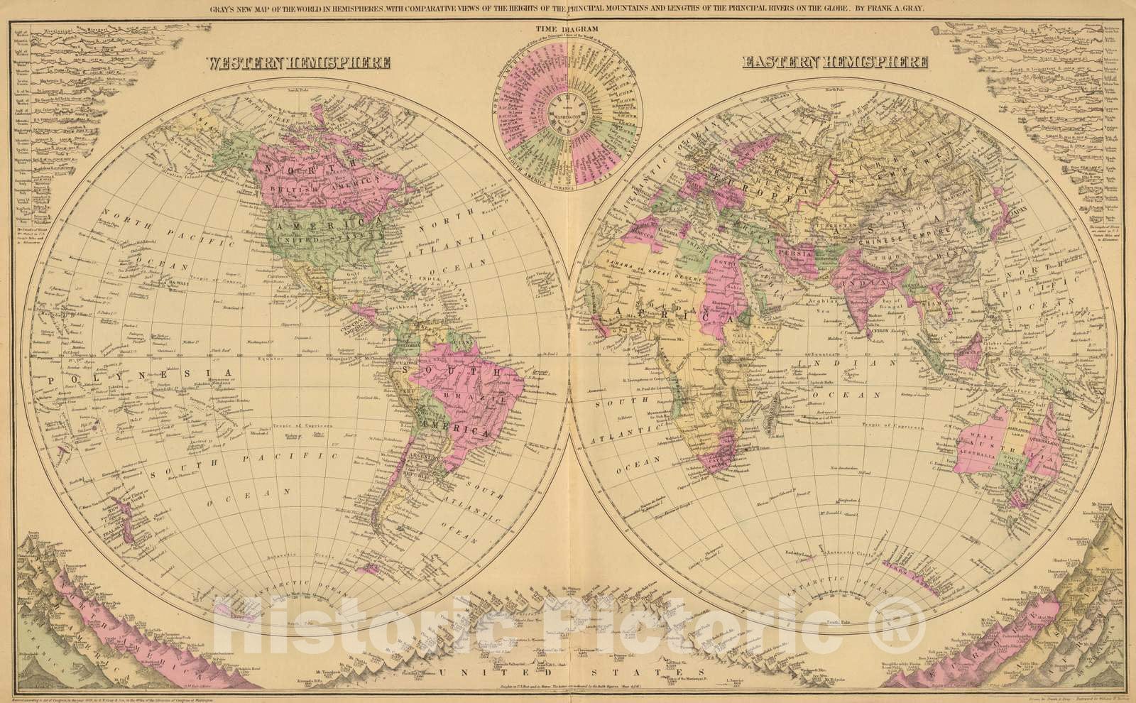 World Road Map 1885 Historical Map Print | Historic Pictoric