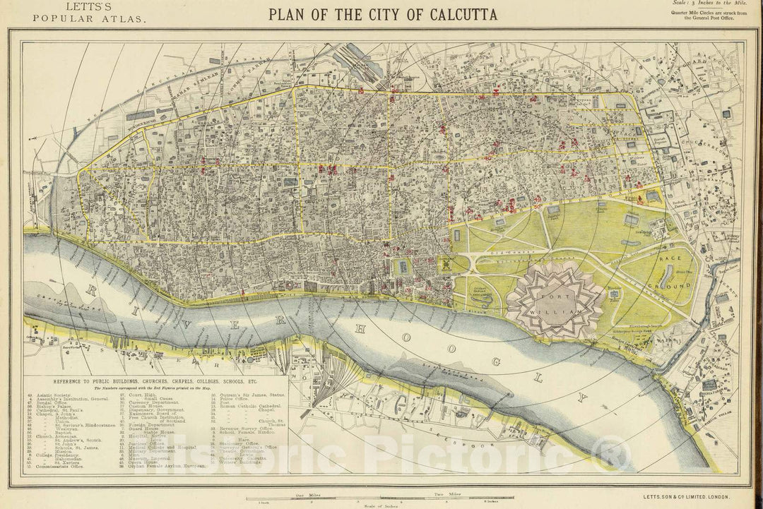 Historic Map : 1883 Calcutta. - Vintage Wall Art