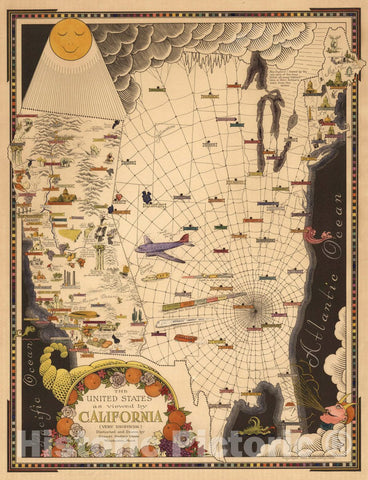 Historic Map : The United States as viewed by California (Very Unofficial), 1940 Pictorial Map - Vintage Wall Art