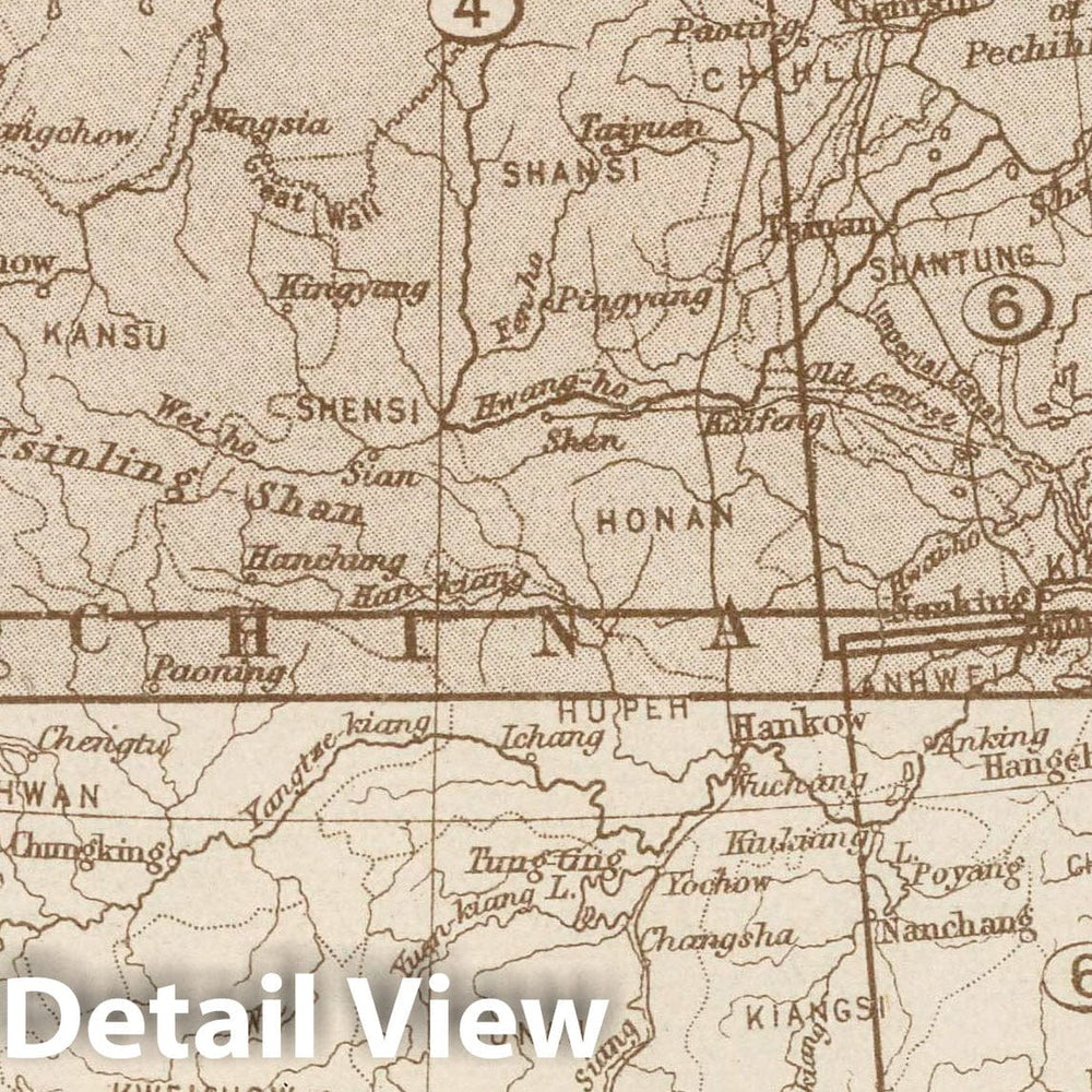 Historic Wall Map : Index Map: China - Northern Section. Index to Section Maps of China, 1923 Atlas - Vintage Wall Art