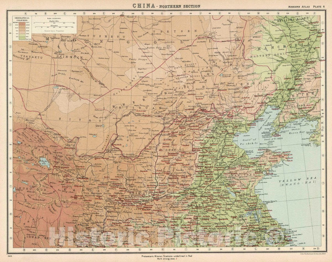 Historic Map : Plate 4. China - Northern Section, 1923 Atlas - Vintage Wall Art