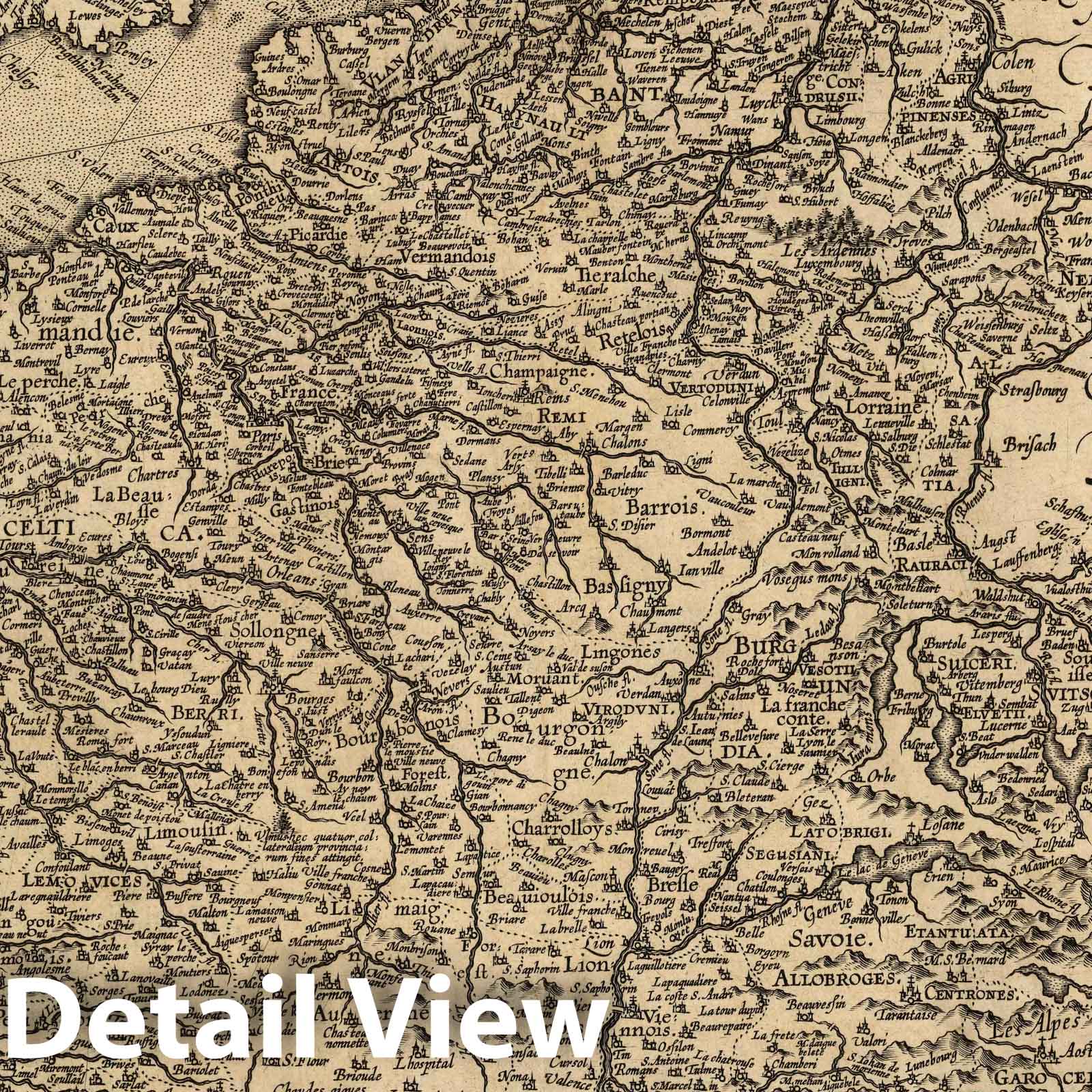 Historic Map : France, Gallia Geographica Galliae descriptio, 1608, Vintage Wall Art
