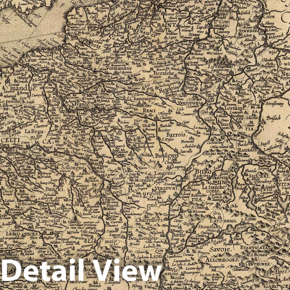 Historic Map : France, Gallia Geographica Galliae descriptio, 1608, Vintage Wall Art