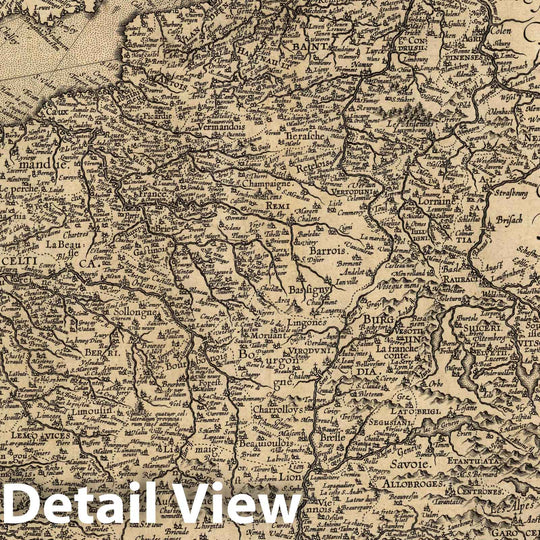 Historic Map : France, Gallia Geographica Galliae descriptio, 1608, Vintage Wall Art