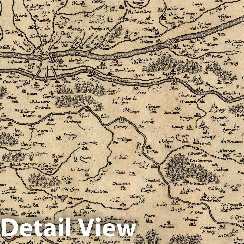 Historic Map : France , Tours, France, Touraine Region, Turonensis Ducatus Et Confinium Galliae Celticae Descriptio, 1608 Atlas , Vintage Wall Art