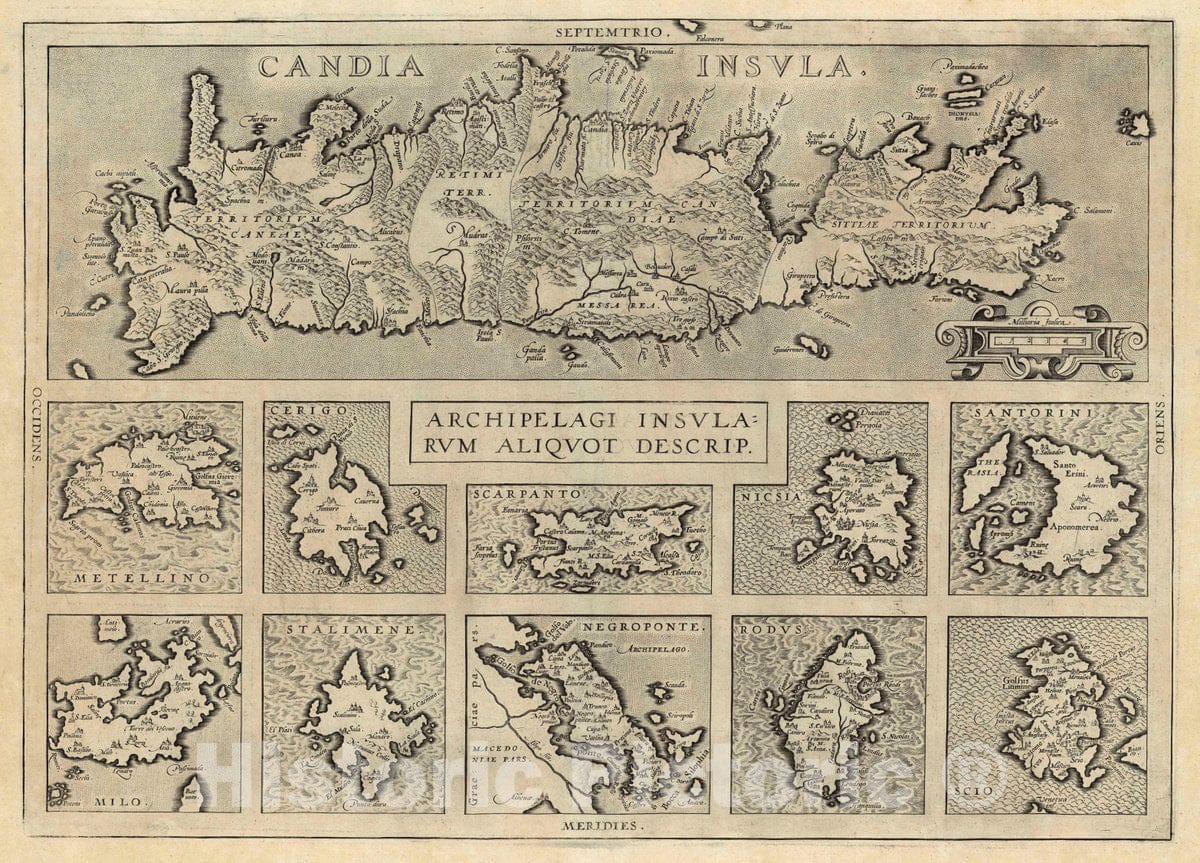 Historic Map : Crete, (105) Candia (with) Archipelagi Insularum, 1608 ...