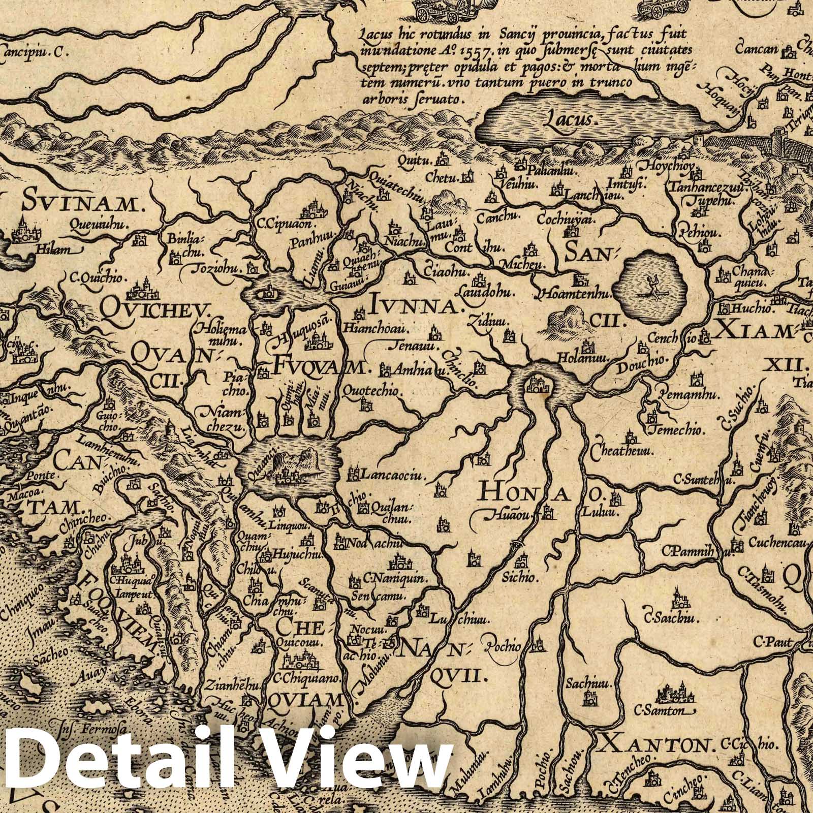 Historic Map : Chinae, olim Sinarum regionis nova descriptio auctore Ludovico Georgio, 1608, Abraham Ortelius, Vintage Wall Art