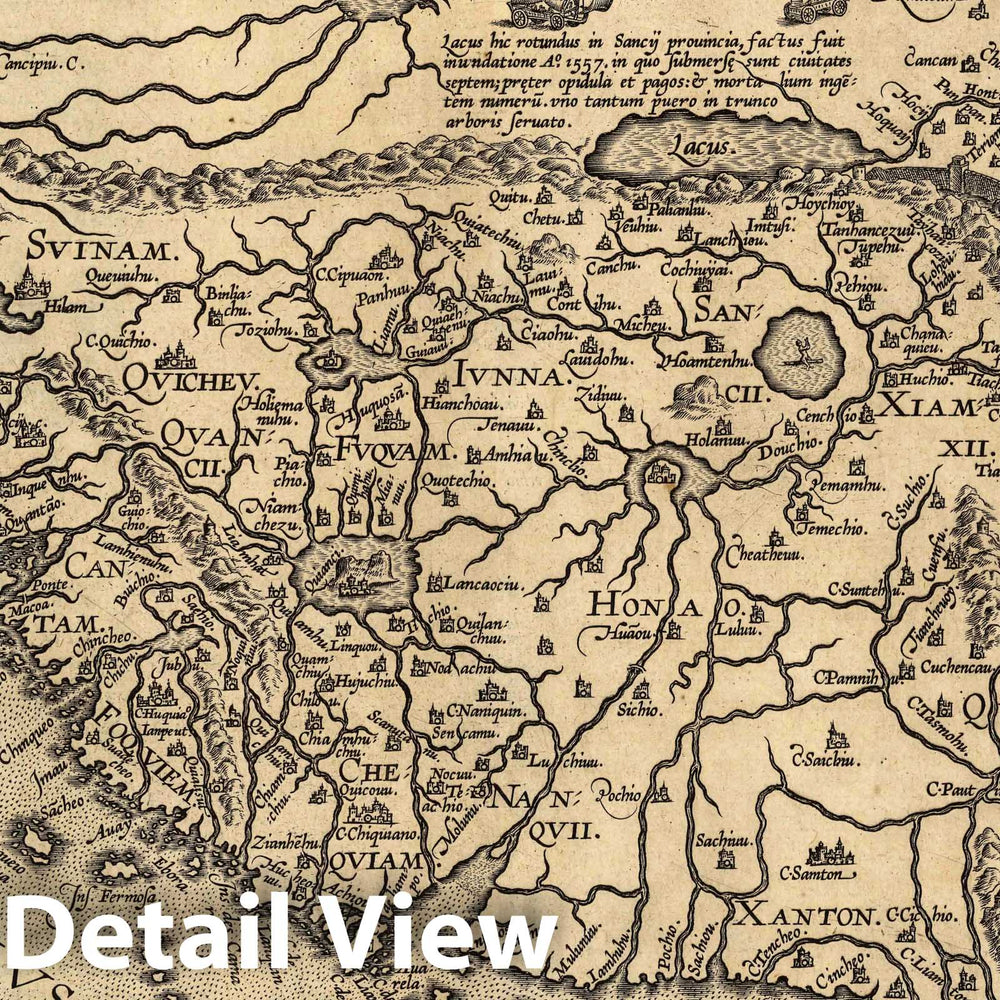 Historic Map : Chinae, olim Sinarum regionis nova descriptio auctore Ludovico Georgio, 1608, Abraham Ortelius, Vintage Wall Art