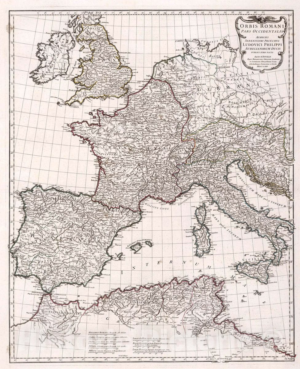 Historic Map : Rome, Roman Empire, Europe Orbis Romani, pars occidenta ...