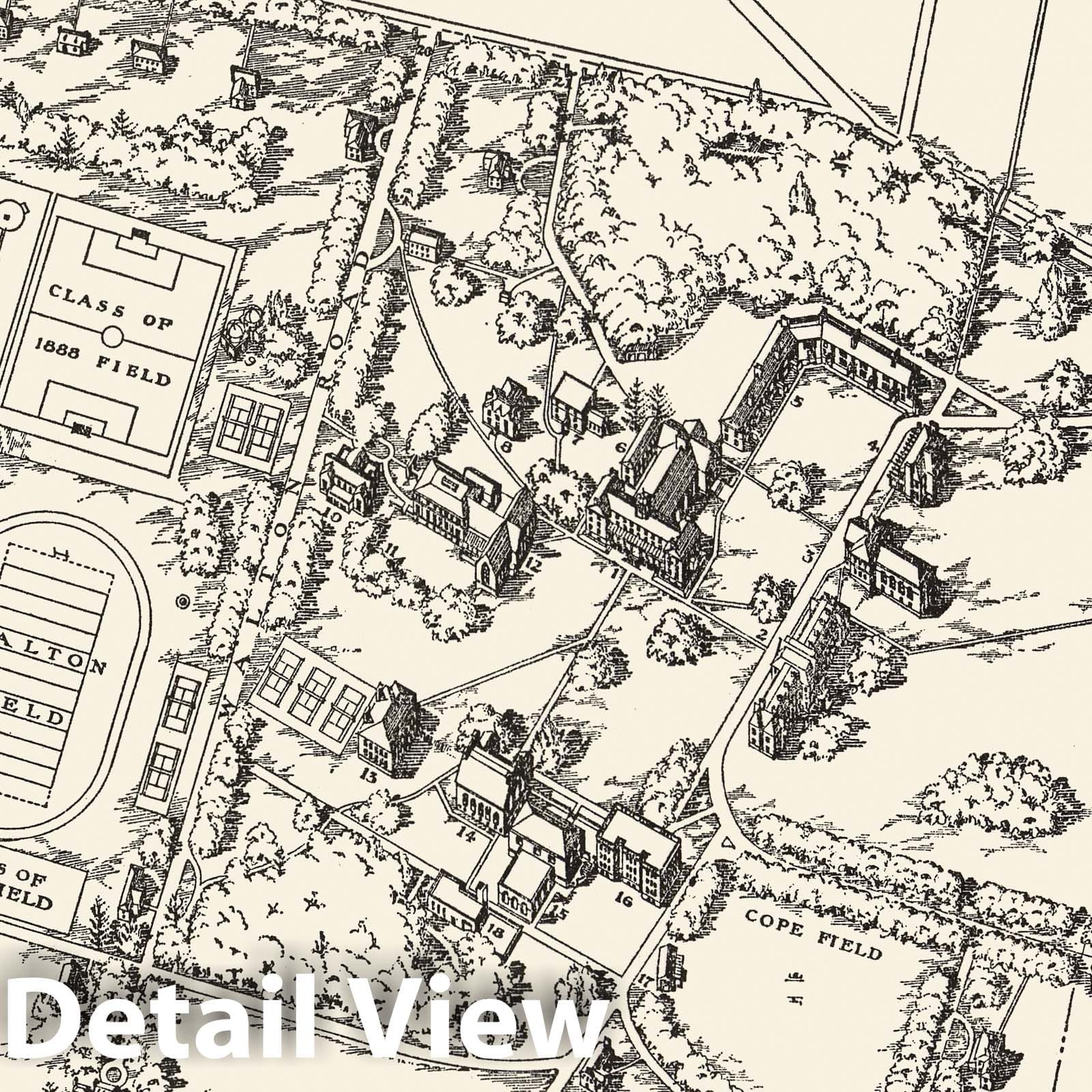 Historic Map - Map of The Grounds of Haverford College, 1947 Pictorial Map - Vintage Wall Art